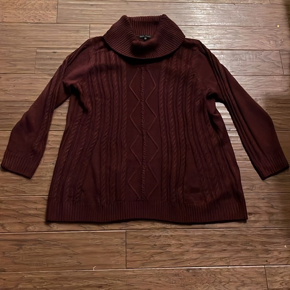 NAPA VALLEY Women’s Cable Knit Cowl Neck Tunic Burgundy Sweater Size 3X - Picture 1 of 6